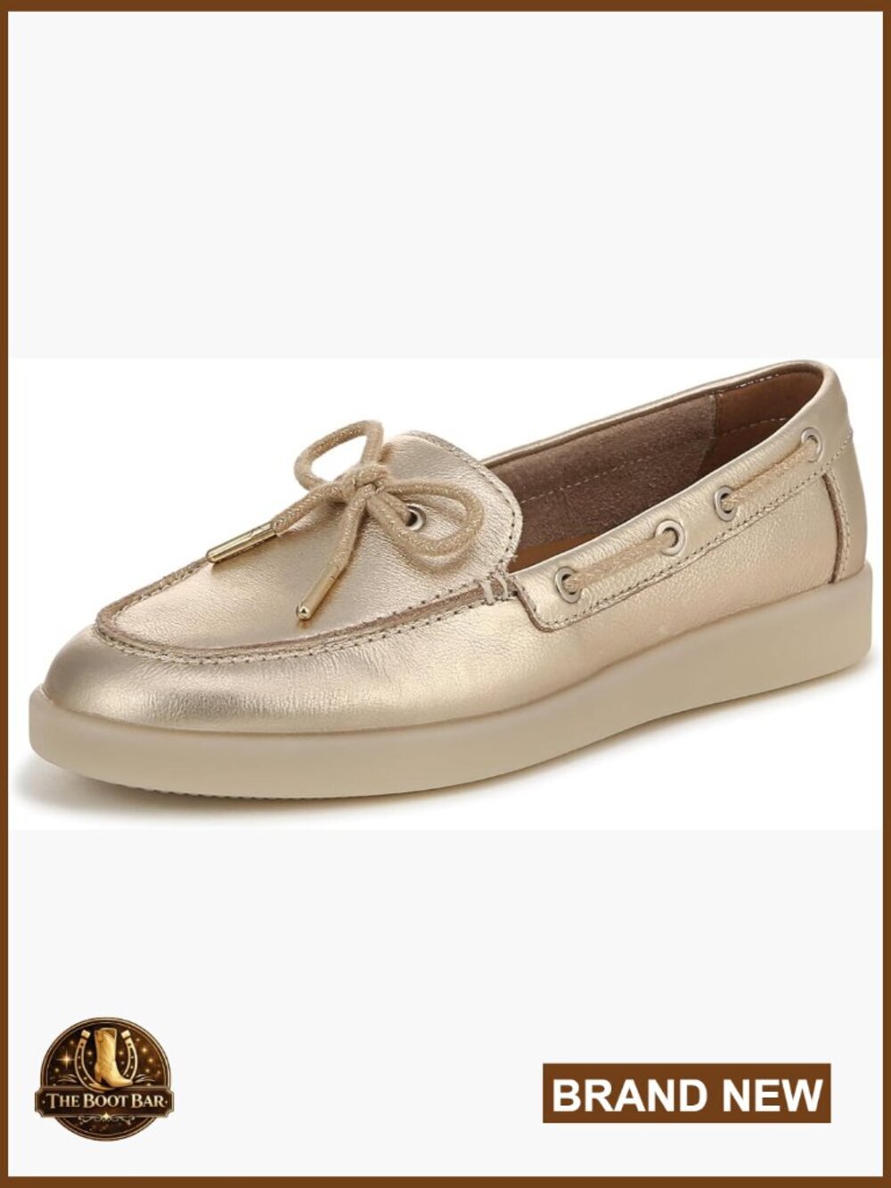 Leather Boat Shoes with Bow Detail - Comfort Slip-Ons